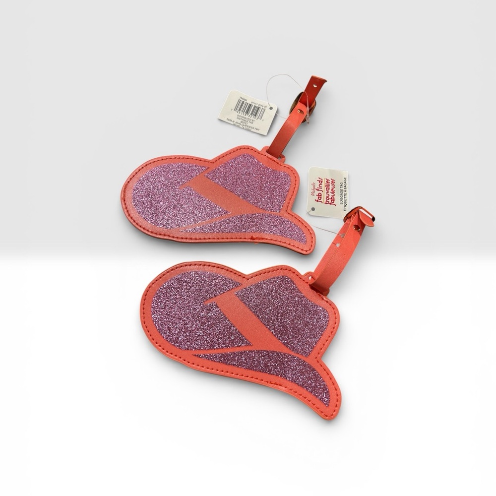 NWT Set of two pink glittery cowboy hat luggage tags - Picture 2 of 5